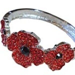 Red Crystal Flower Clamper Bracelet